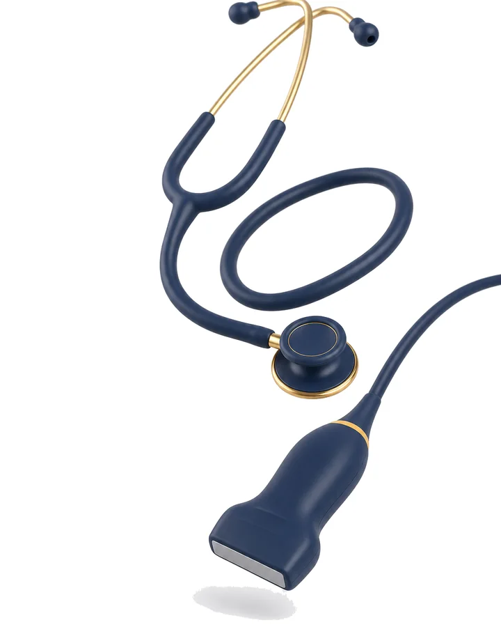Konsultacje i diagnostyka: stetoskop i głowica USG