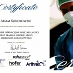 Certyfikaty i dyplomy dr Adam Sokołowski