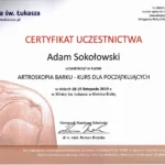 Certyfikaty i dyplomy dr Adam Sokołowski